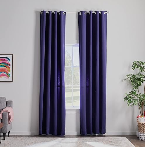 Linenspa Juego de 2 paneles de cortinas opacas 85% - Cortinas azul marino de 108 pulgadas de largo, aislamiento térmico, reducción de ruido,