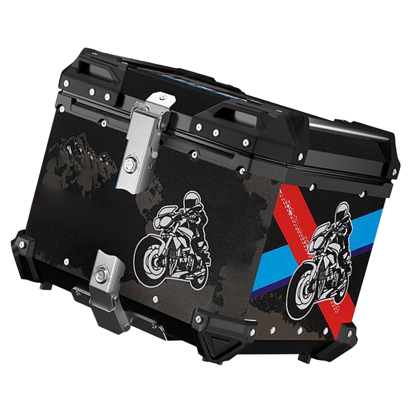 Qqmora Skrzynia Ogonowa Motocykla ze Stopu Aluminium 65L, Trwała Walizka Bagażowa do Przechowywania z Tyłu na Wycieczki, Wyściółka Odporna na Wstrząsy, dla Entuzjastów Motocykli