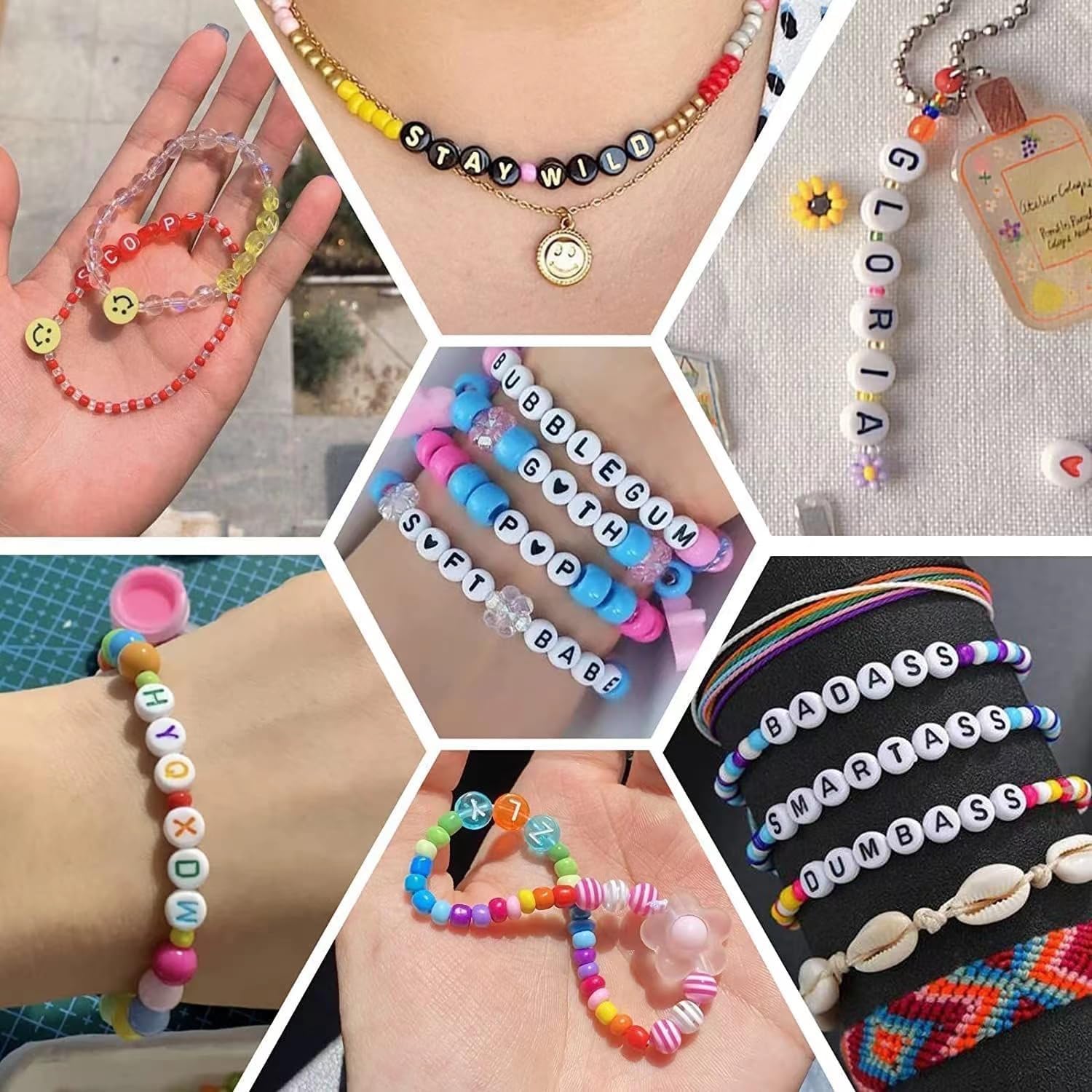 100Pcs Letter Beads 4x7mm White Round Alphabet Beads for Jewelry Making, Acrylic Colorful Letter T Bead for DIY Bracelets Necklaces - Image 5