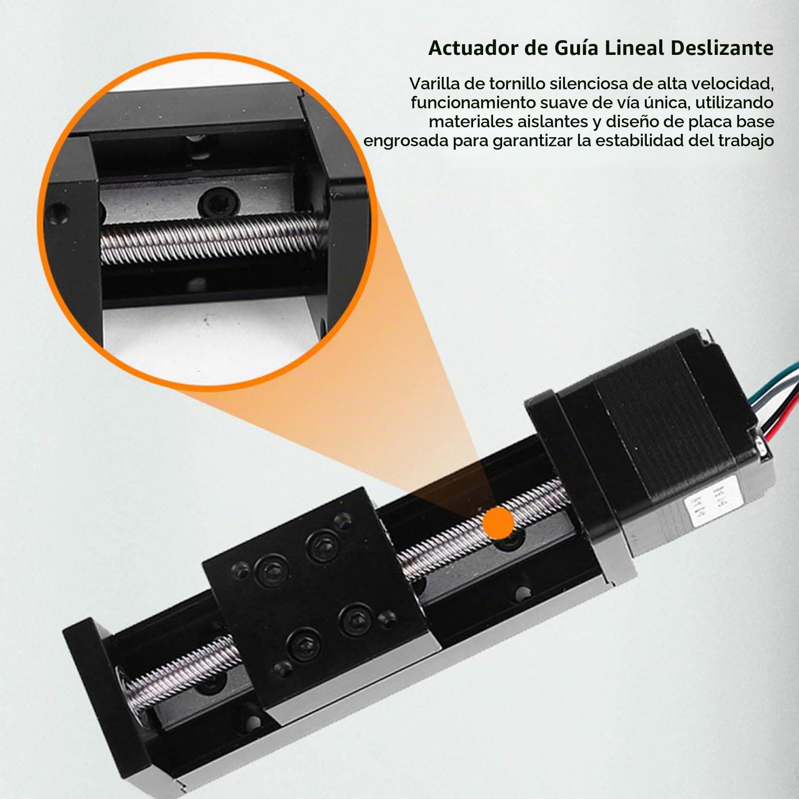 Mini Actuador de Deslizamiento de Guía de Riel Lineal, Actuador de Etapa Lineal de Carrera de 200mm/7,87 Pulgadas para Fresadora de Enrutador CNC DIY