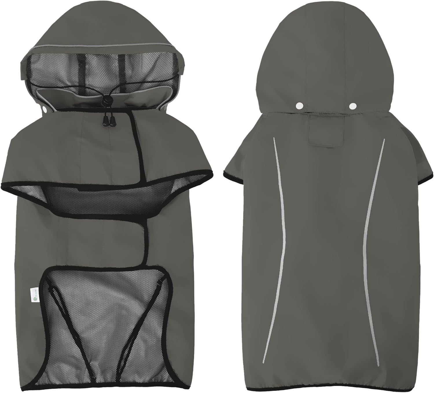 Mile High Life Dog Raincoat, Adjustable Waterproof Pet Rain Jacket, Reflective Hooded Poncho for Small Medium Large Dogs, Lightweight Breathable Pet Rain Coat (Dark Gray,XL Chest 31"-37")