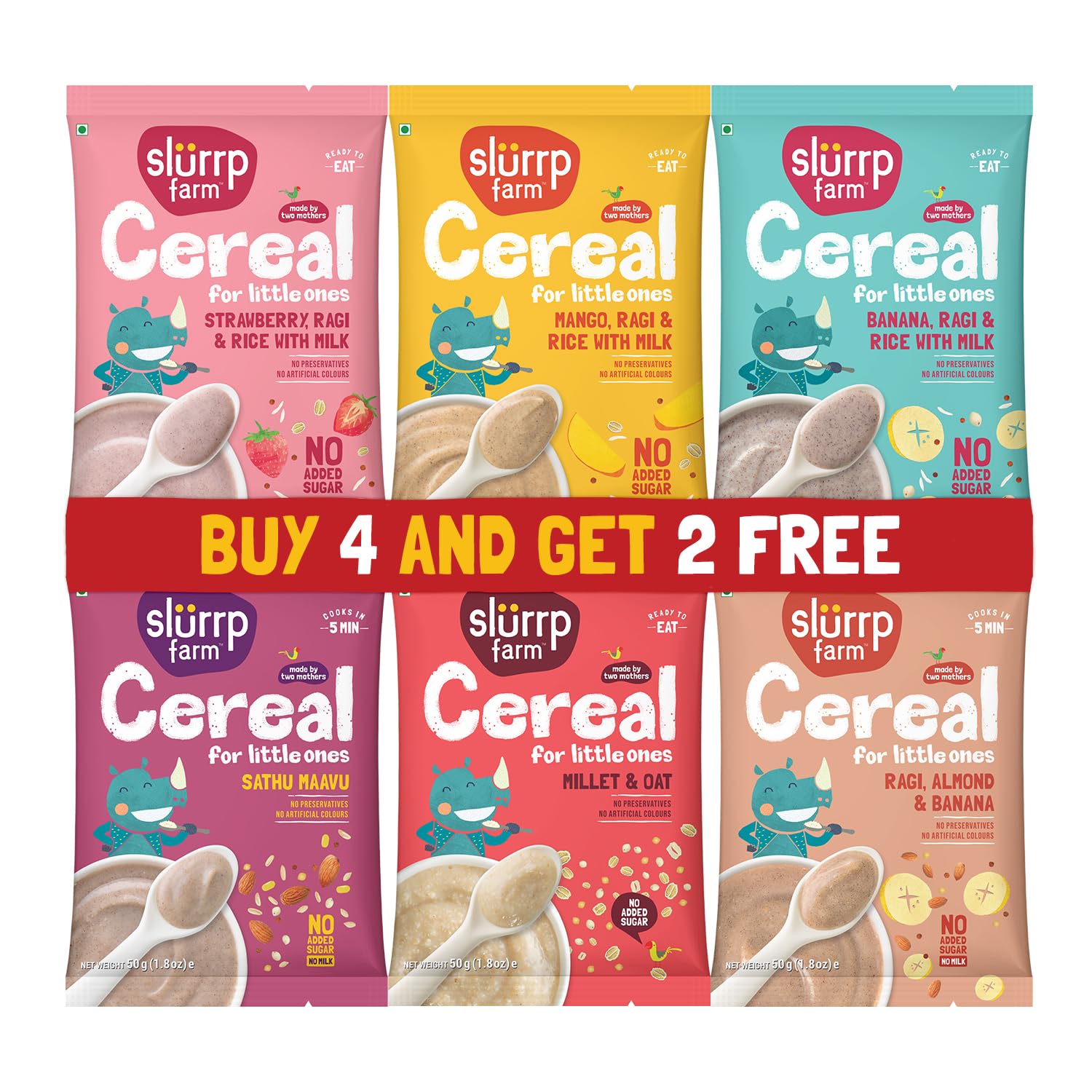 price history - Slurrp Farm No Added Sugar, No Salt Multigrain Cereals Trial Pack Combo | Goodness of Millets - Ragi, Jowar, Oats | Healthy Food for Kids | Real Fruits, 300g (50g*6)