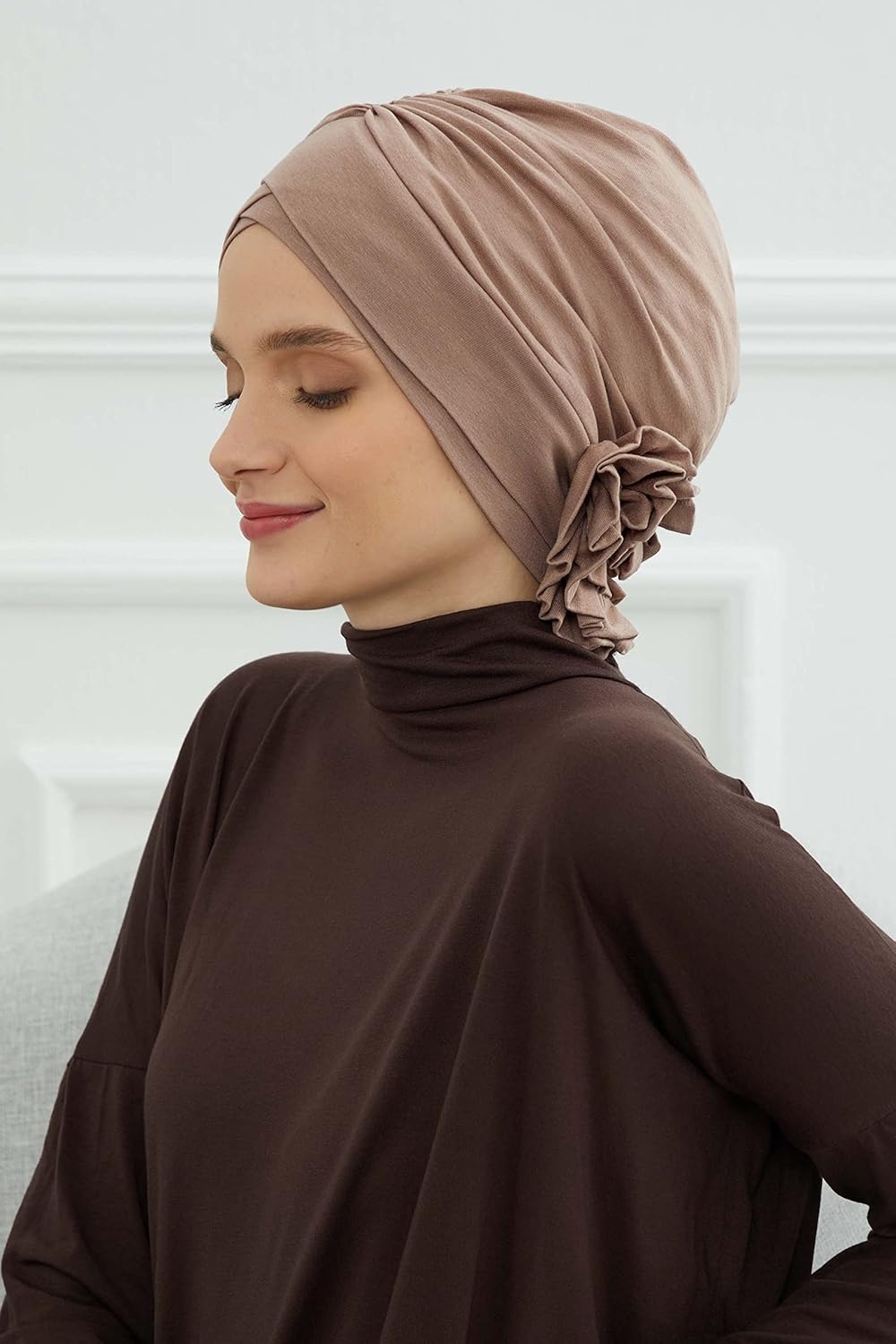 Aisha's Design Instant Turban Head Wraps for Women, 95% Cotton Scarf Hijab Shirred Design, Chemo Cancer Headwear, Mink : Clothing, Shoes & Jewelry