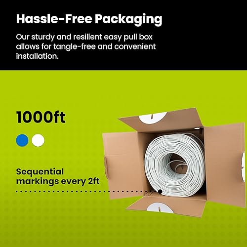 Miniatura 5 de trueCABLE - Elevador blindado Cat5e (CMR), 1000 pies, blanco, 24 AWG cobre sólido desnudo, 350 MHz, PoE++ (4PPoE), listado ETL, escudo general de