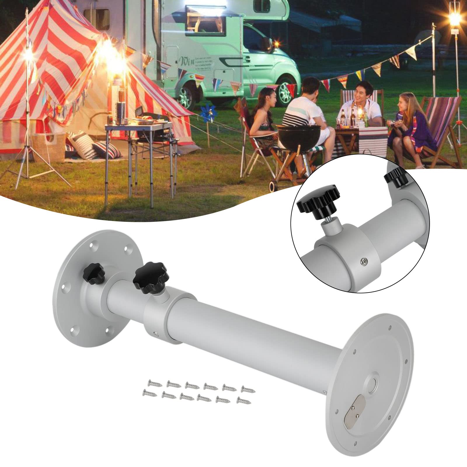 Verstelbare Tafelpoot Aluminium - Voor Camper Boot Caravan - Afneembaar Zilver