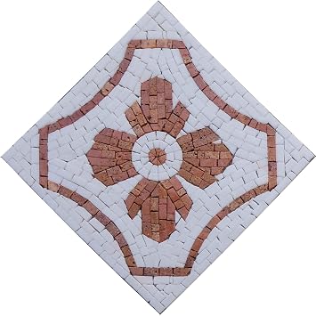 Geometric Pink Hand-Cut Tile Mosaic Art | Mosaic Designs | Mosaic Artwork | Mosaic Wall Art Floor Inlay by Mozaico | Handmade Mosaics | 12" x 12"
