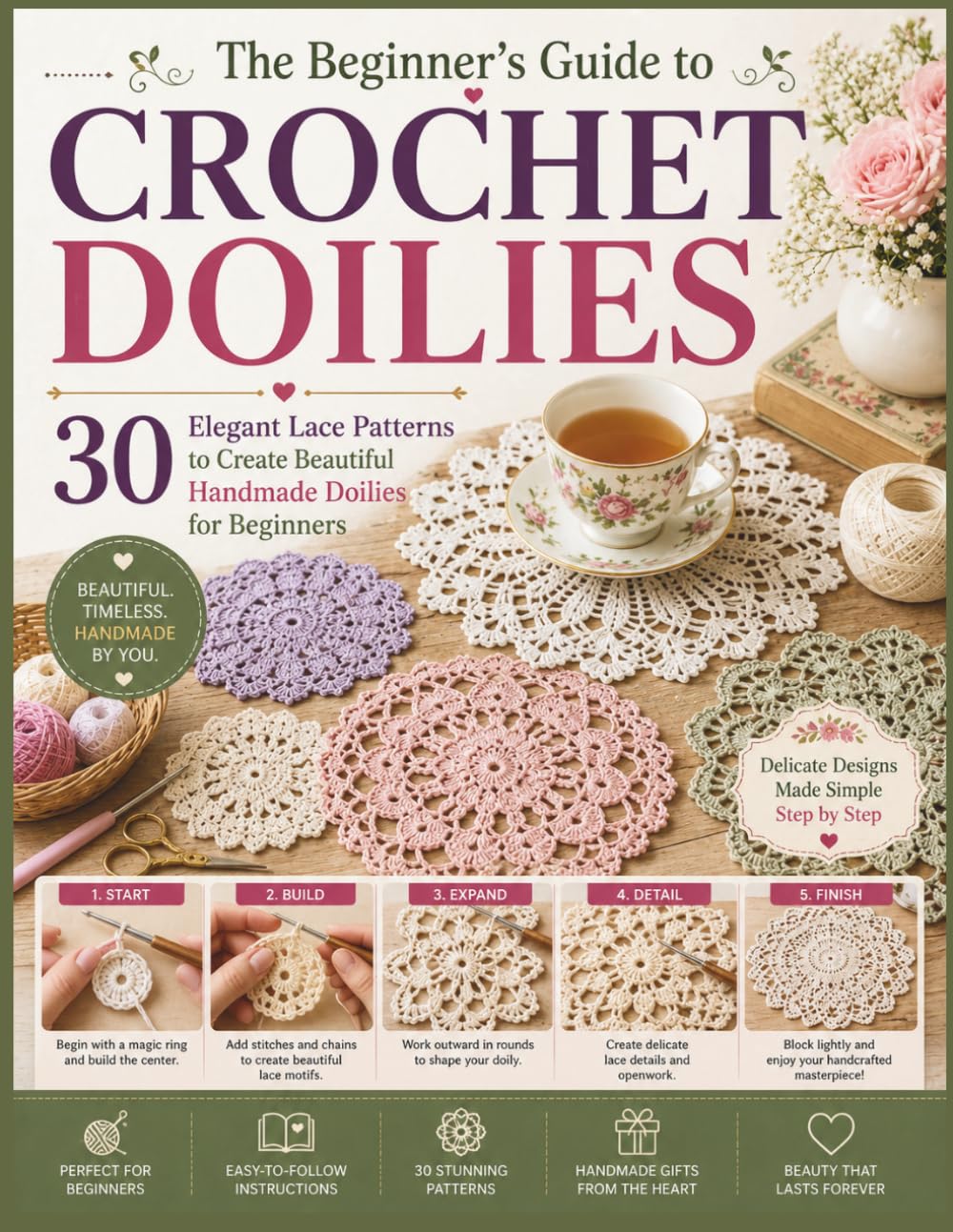 The Beginner's Guide to Crochet Doilies: 30 Elegant Lace Patterns to Create Beautiful Handmade Doilies for Beginners