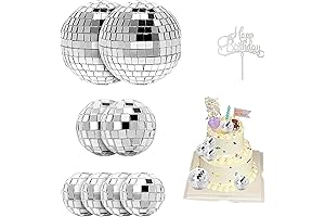 8pcs Disco Ball Cupcake Toppers Birthday Cake Topper Picks