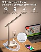 Vista 6 de Addtam Lámpara LED de Escritorio, Regleta de Enchufes con 3 Tomas 4 Puertos de Carga USB (2 USBC), Lámpara Táctil de 4 Modos 5 Niveles de Brillo
