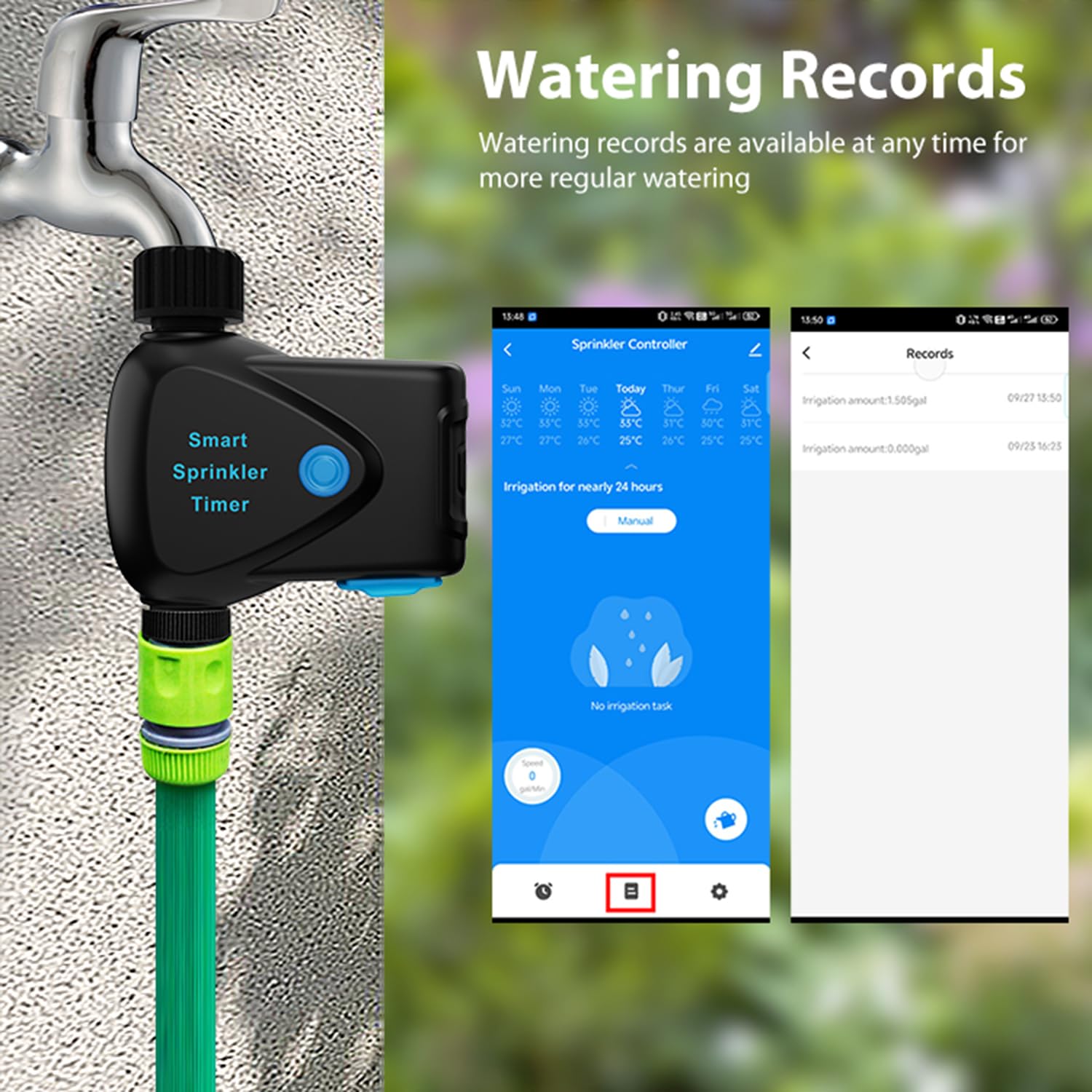 Temporizador de aspersor WiFi: temporizador de agua inteligente para manguera de jardín, controlador de riego automático, control remoto de aplicación, riego inteligente basado en la intemperie