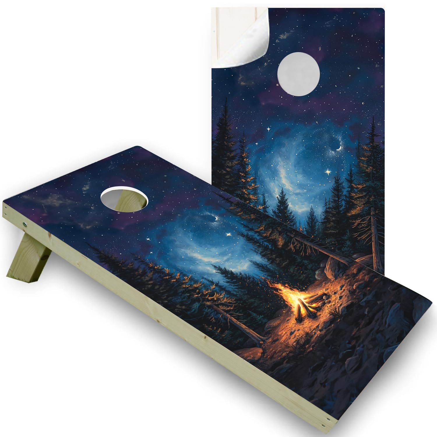 Gotsafety Camp Fire Cornhole Decal, Cornhole Board Vinyl Wraps Only - Durable and Easy to Apply & Adhesive - UV Protected & Printing, Set of Two -