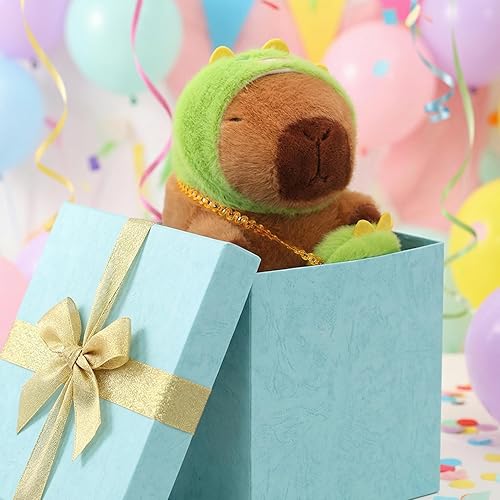 Miniatura 9 de Muñeca de peluche suave de Capibara, juguetes de peluche de Capibara con sombrero de dinosaurio y bolso, muñeca acogedora, regalo para niños y