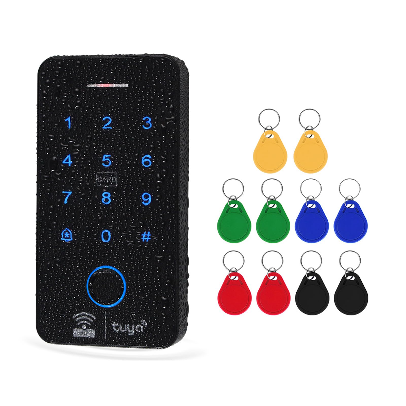 WiFi TUYA Fingerabdruck-Zugangskontroll-Controller für den Außenbereich, wasserdicht, RFID-Touch-Tastatur, Türschloss, kompatibel mit 125 kHz und 13,56 MHz, Dualband-Smart-App-Entsperrung