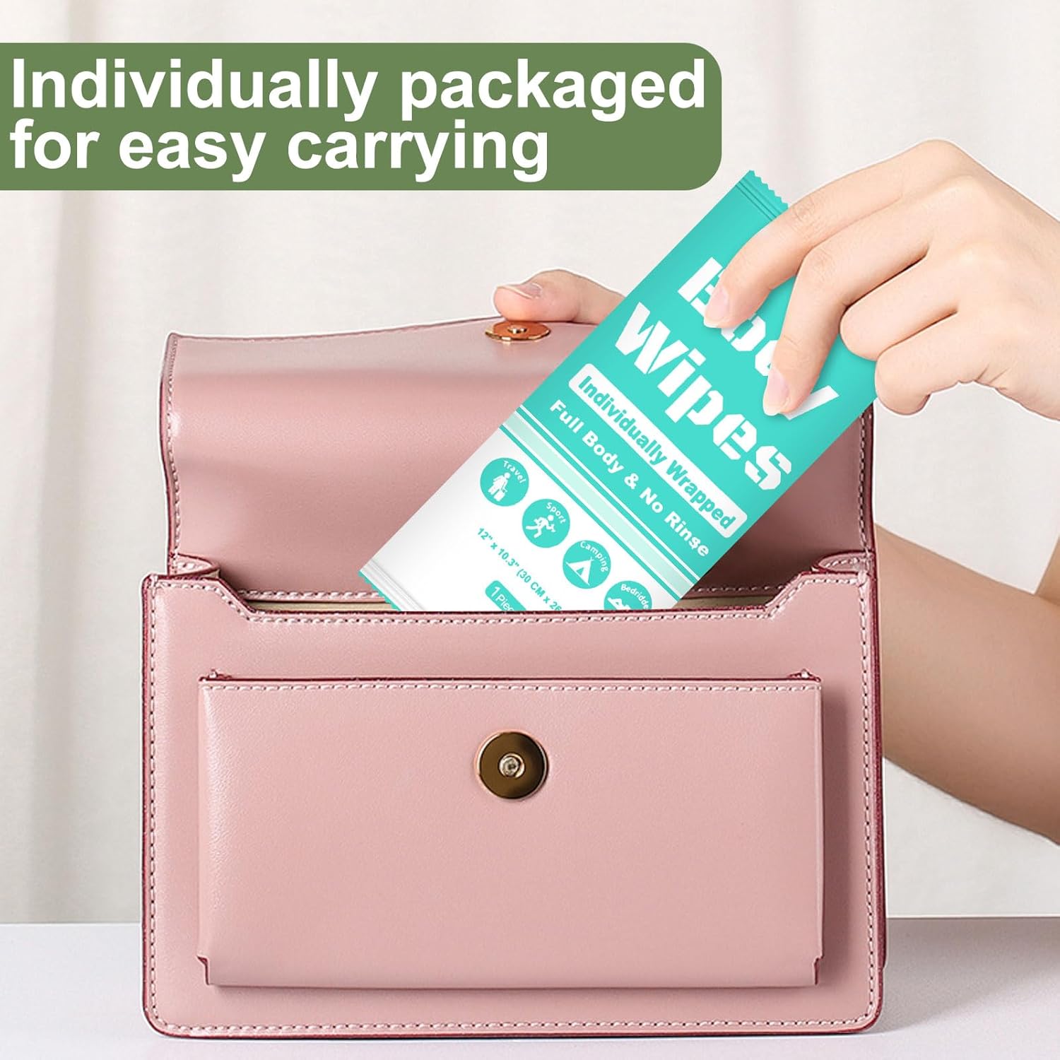 Individually Wrapped Body Wipes Bulk Bath Wipe, Women Men Large Adult Disposable Body Shower Wipes No Rinse-Free Bathing Cloths Wipe for Outdoors After Gym Camping Travel (50, Blue, 12 x 10.3 in) - Image 5