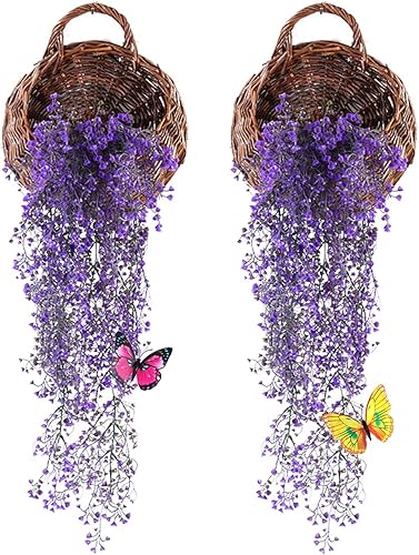 2 plantas colgantes artificiales para interiores, plantas colgantes falsas al aire libre, plantas artificiales para bodas, fiestas, hogar, jardín,