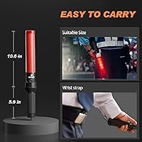 Vista 7 de Paquete de 2 varitas de tráfico, varita de control de tráfico de 16 pulgadas con LED blanco en la parte superior, bastón de señal de seguridad