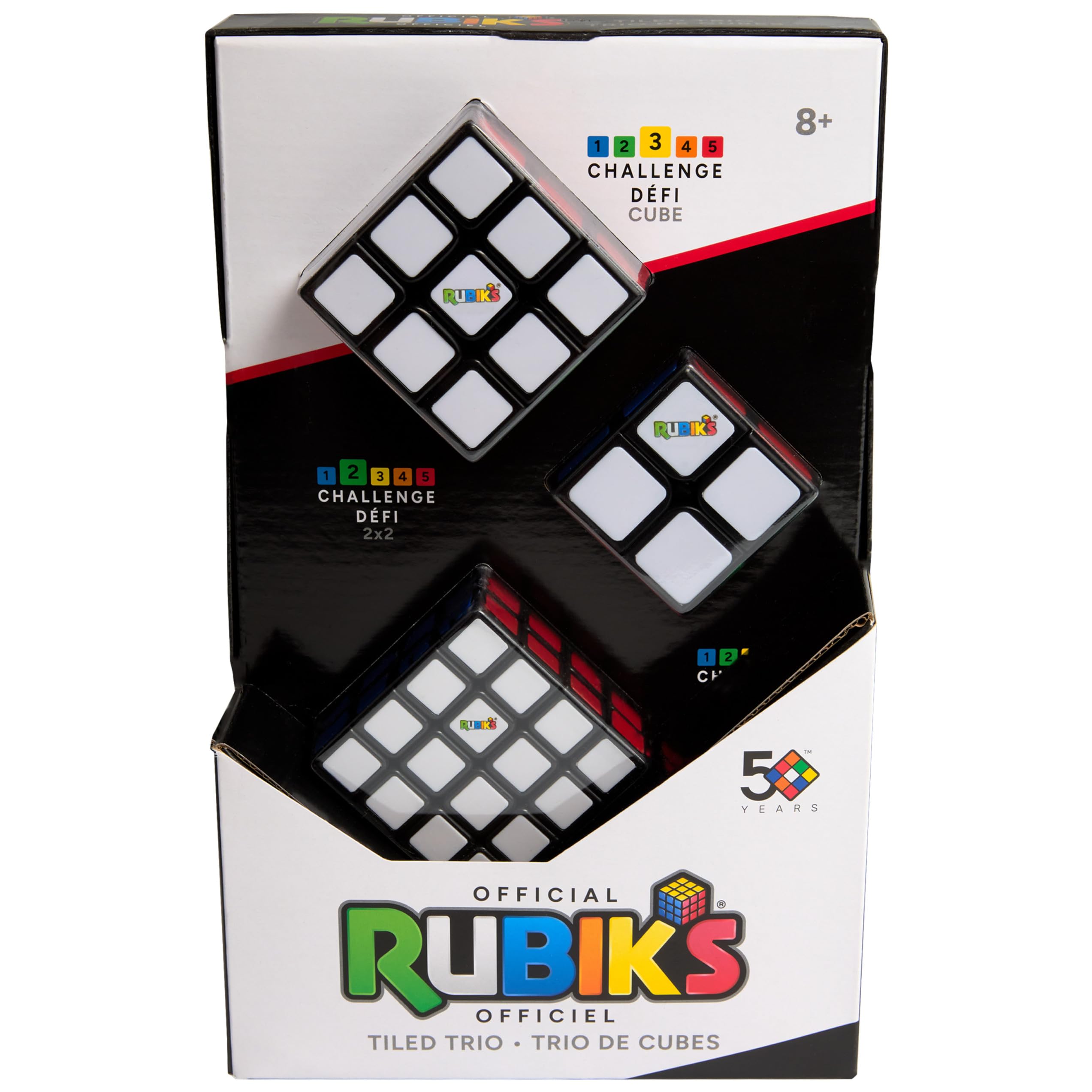 Spin Master Rubik's Cube Trio - Rompecabezas 3D incluye mini cubo de 2 x 2, cubo de 3 x 3 y cubo de 4 x 4