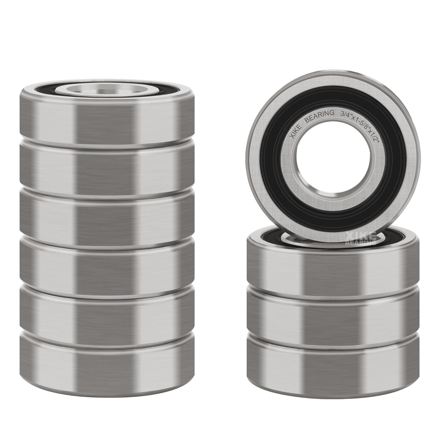 XIKE 10 Pcs Bearings 3/4" x1-5/8 x1/2", Double Rubber Seals and Pre-Lubricated, Deep Groove Ball Bearing Compatible with 1630-2RS