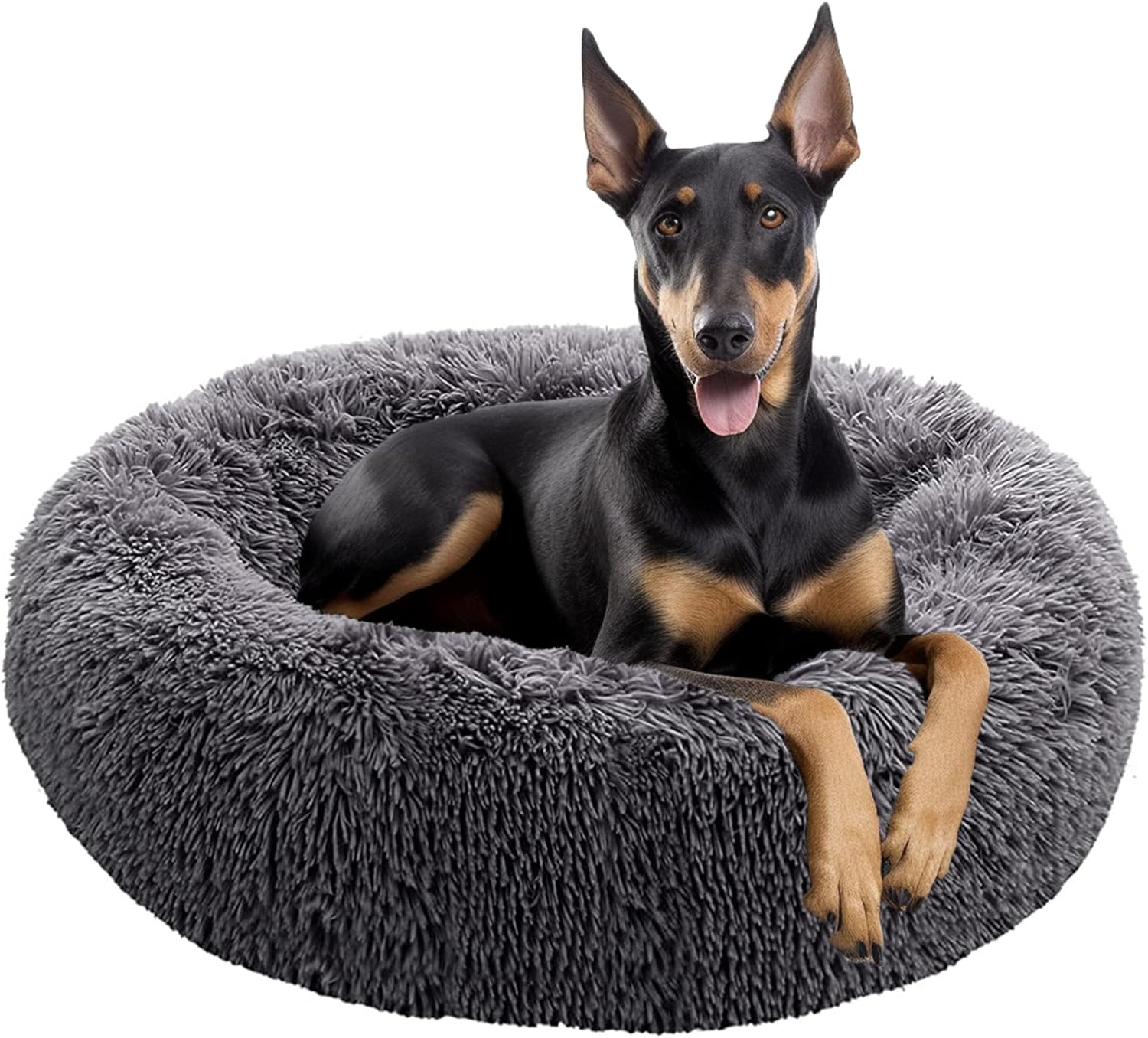 USOR Calming Dog Bed for Large Dogs, AntiAnxiety Donut Dog Cuddler Bed