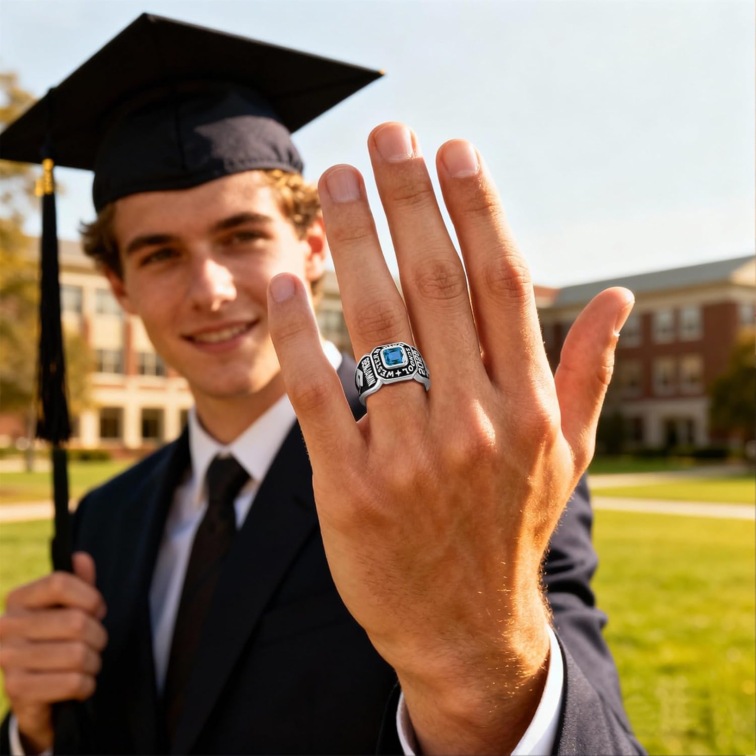 LucySky Class Rings for Men Custom Class Ring with Logo Symbol Personalized Men's Class Ring Graduation Rings for Men Women High School College University Graduation Gifts