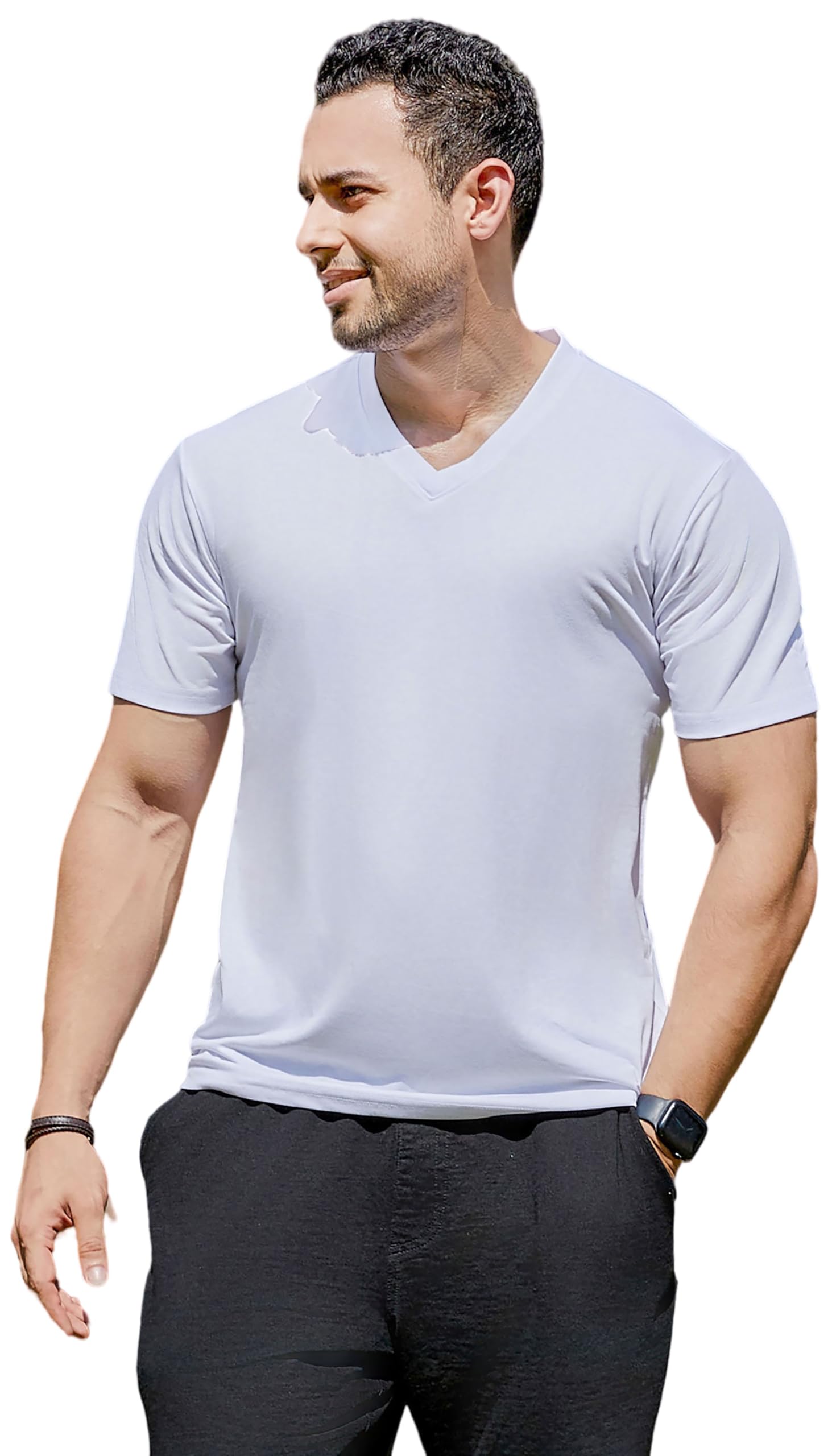 Slim Fit Breathable V-Neck Cotton Shirt for Men and Pajamas