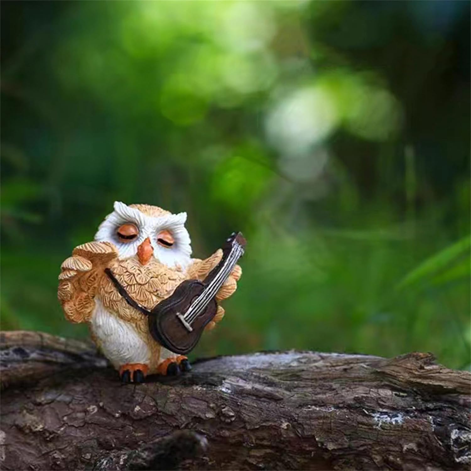 3Pcs Lifelike Owl Garden Statue,Funny Playing Music Owl Band Figurines Statue,Outdoor Decorative Animals Figurine for Home Garden Yard Patio Lawn,Realistic Owls Sculpture Art