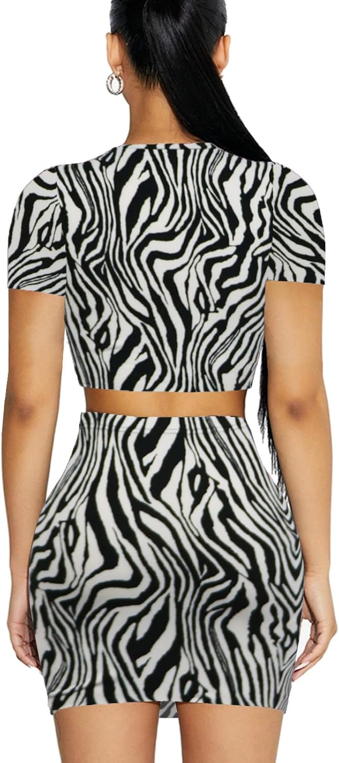 Women's Two Piece Skirt Set - Summer Casual High Waisted Y2K Mini Bodycon Pencil Skirts and Crop Tops Outfits - Image 5