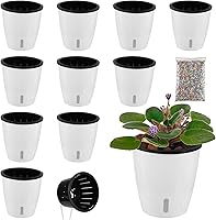 Vista 24 de Planterhoma Macetas de riego automático de 5 pulgadas para plantas de interior, 6 paquetes de macetas de violeta africana con indicador, maceta