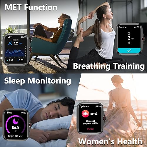 Miniatura 5 de Relojes inteligentes para mujeres y hombres (respuestahacer llamadas) Pantalla HD de 1.91 pulgadas, monitor de sueño, ritmo cardíaco, oxígeno en