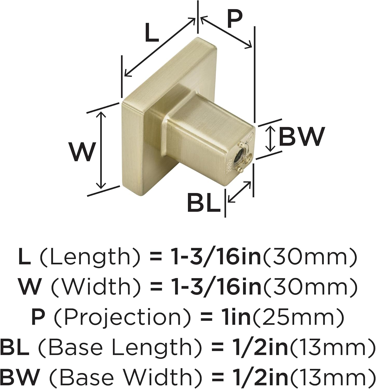 Amerock | Cabinet Knob | Golden Champagne | 1-3/16 inch (30 mm) Length | Monument | 2 Pack | Drawer Knob | Cabinet Hardware