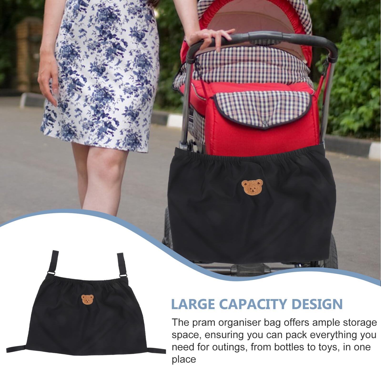 KOMBIUDA per passeggino cesti appesi sacca passeggino per pannolini organizer stoccaggio nylon Nero