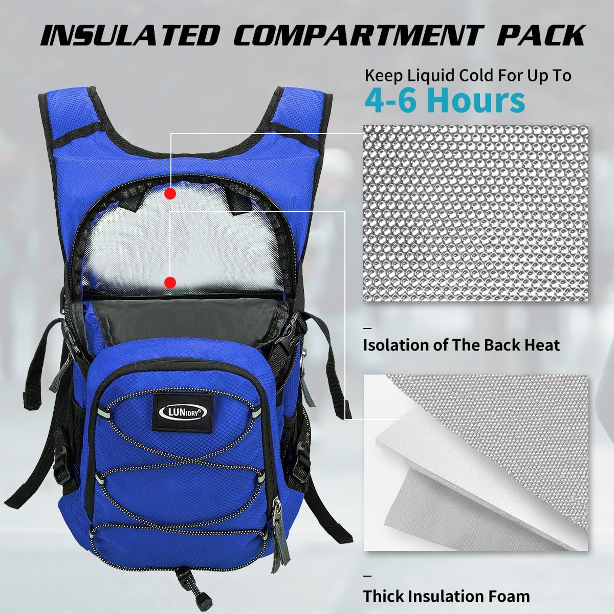 Hydration Backpack with 3L Water Bladder, Insulated Running Hydration Pack Hydropack, Lightweight Water Backpack for Hiking Cycling Camping Biking for Men Women - Image 3