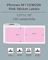 Vista 2 de Phomemo Etiqueta adhesiva M110/M221/M220/M120/M200/M150/M250/M260 Etiqueta rosa - 1.57"x1.18" (40x30mm) Papel térmico para pequeña empresa, hogar