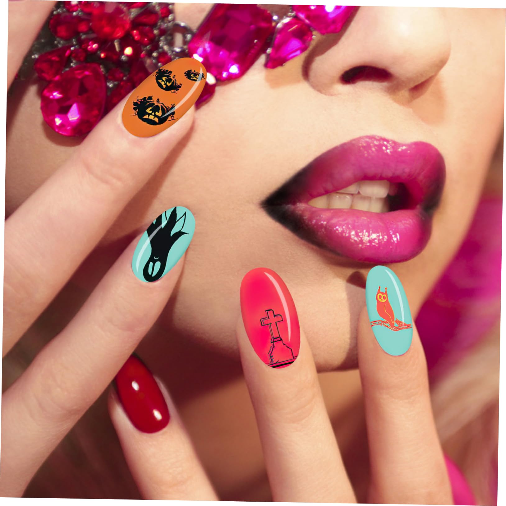 FRCOLOR 8 Hojas de impresión de transferencia de halloween manicura accesorios de arte de de hallowee estampador de de flores kit de estampado de juego de
