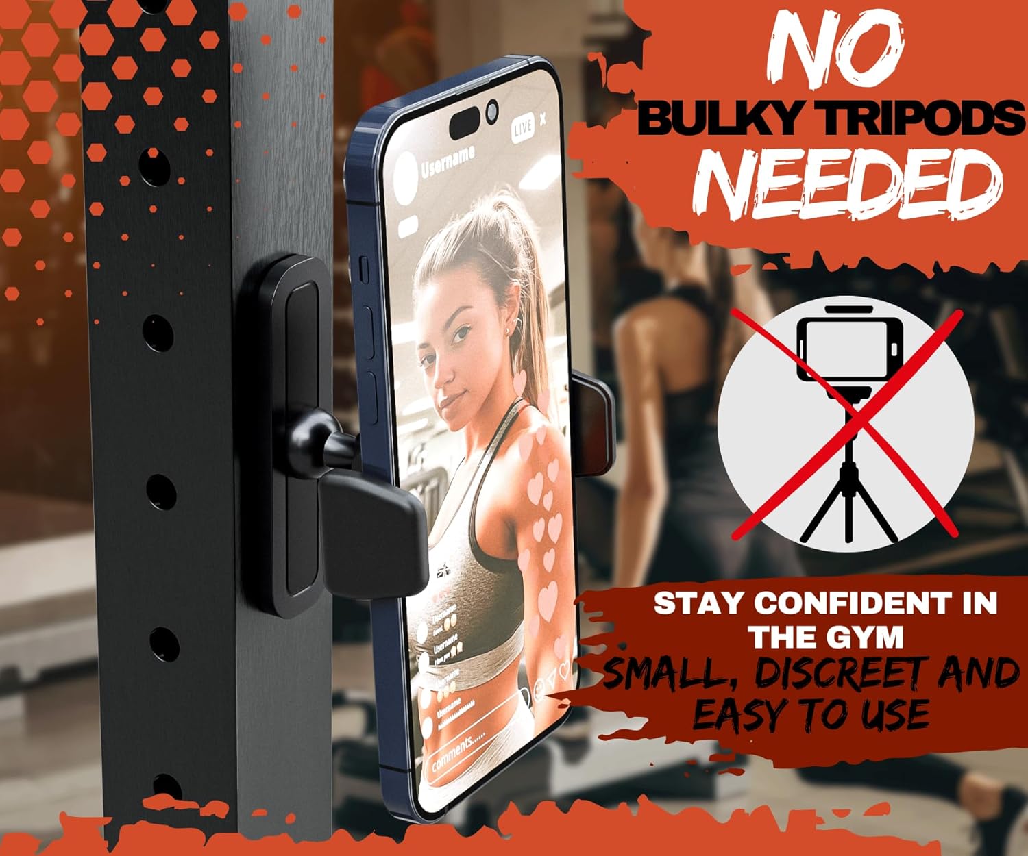 Magnetic Water Bottle Sleeve and Phone Holder for Gym | Gym Accessories with Strong Magnets for Phones and Bottles | Attach to Gym Equipment | Large Pocket, Adjustable Mount, and Essential Gym Gear