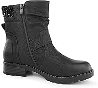 Vista 5 de Hawkwell Botas de combate para mujer, botas de tobillo con hebilla lateral y cremallera