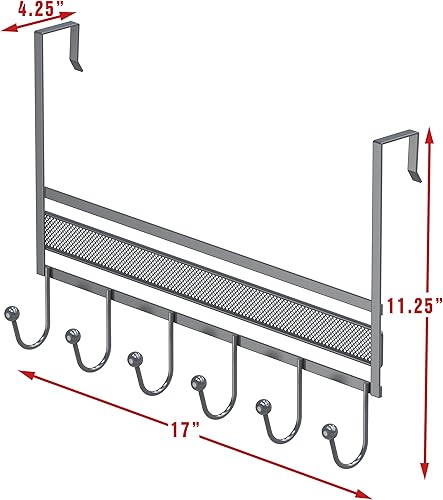 Miniatura 7 de Organizador de rejilla con 6 ganchos para la puerta DecoBros, en plata