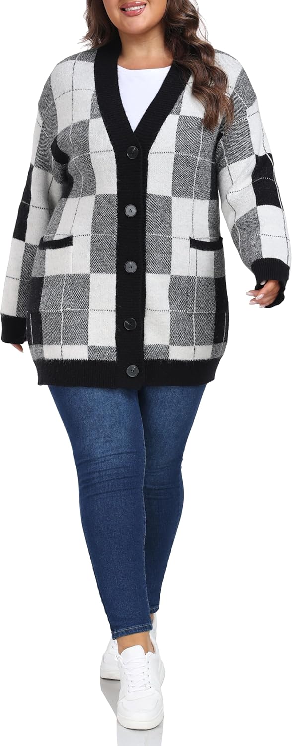 Shiaili Warm Plus Size Sweater Coats Soft Stretched Cardigan for Women - Image 3