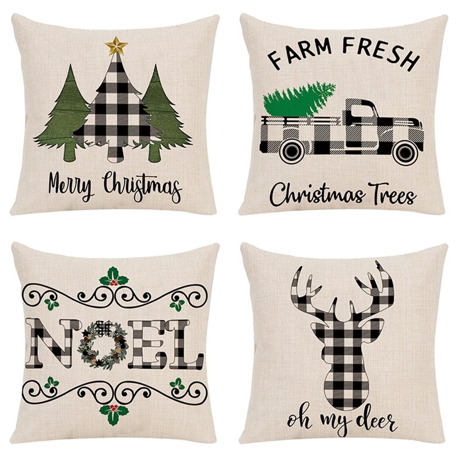 Housse de coussin Noël 50x50 taie d'oreiller douce décoration sapin pour intérieur cosy