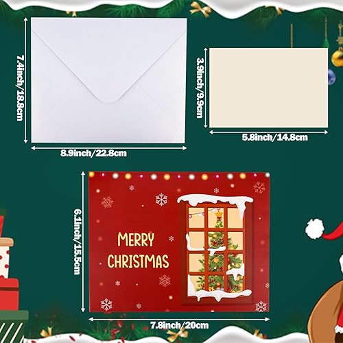 Miniatura 2 de Hxezoc Tarjeta de Navidad con luces para chimenea en 3D, Wish You A Merry Christmas Music Play Tarjetas de regalo de Navidad para familiares,