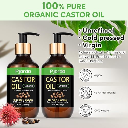 Miniatura 2 de Aceite de ricino orgánico prensado en frío sin refinar, aceite de ricino 100% puro, sin hexano, aceite de ricino orgánico para el crecimiento del