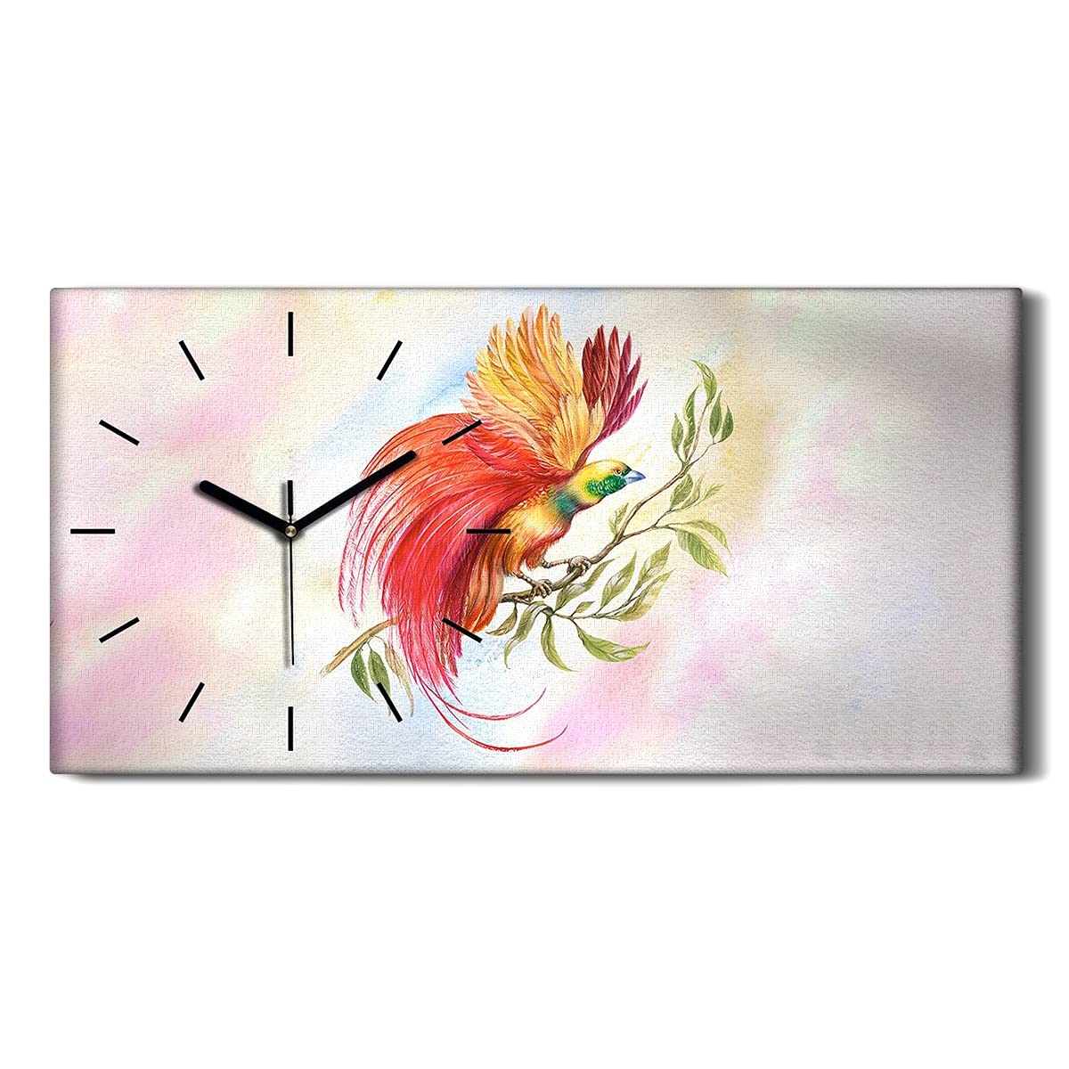 Horloge sans tic tac oiseau abstrait 60x30cm pour dormir en silence