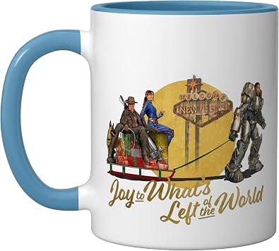 Fallout - Joy to Whats Left of the World Trio Ceramic Mug, Blue/White, 11oz