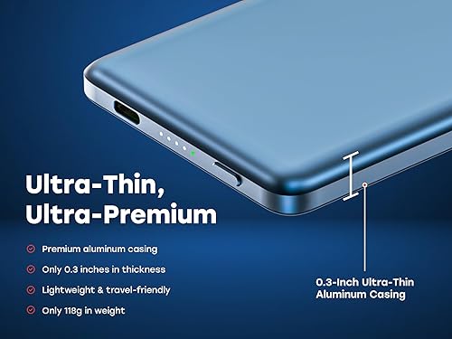 Miniatura 6 de X Blade 5K - Banco de energía inalámbrico, 5000 mAh, ultrafino, diseño de carcasa de metal de 0.3 pulgadas, compatible con iPhone y Samsung, oro rosa