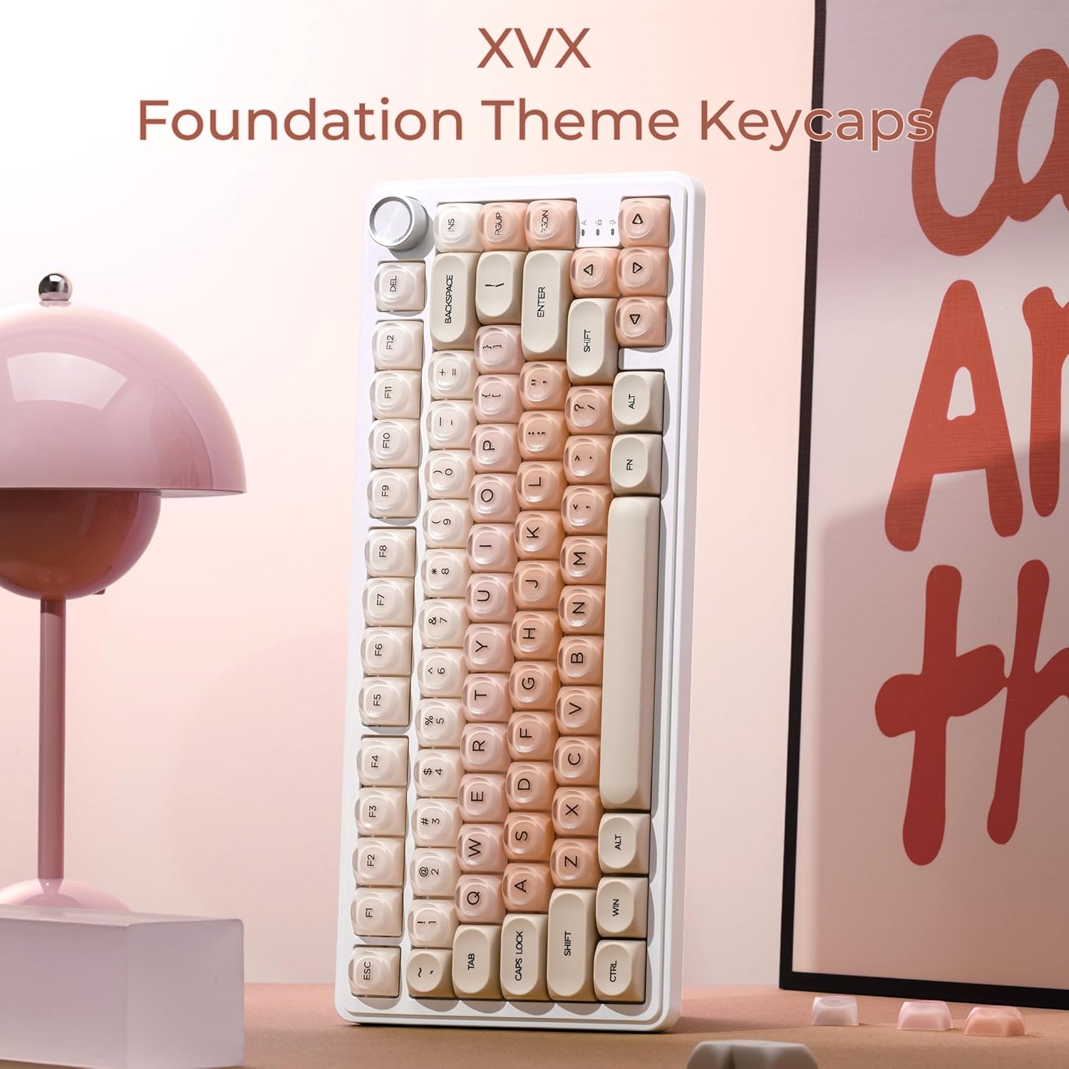 OHY Jelly Keycaps, XVX HOA Profile Foundation Keycap Set, 132-Key Cute Custom Keycaps for Mechanical Keyboards with Cherry/Gateron MX Switches -Flesh Pink（Only Keycap,No Keyboard）