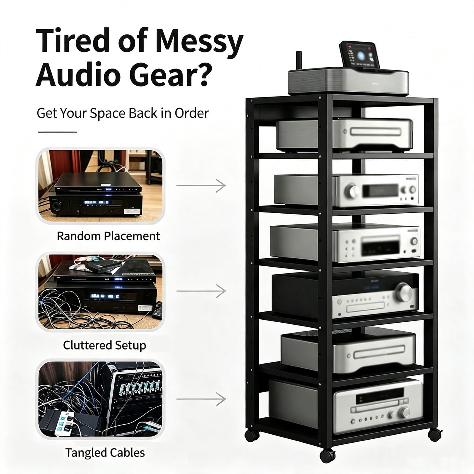 Almacenamiento para Equipos de música con Ruedas universales