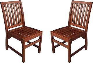 Devon - Sillas laterales de madera para jardín, color marrón, para comedor, uso al aire libre (juego de 2)