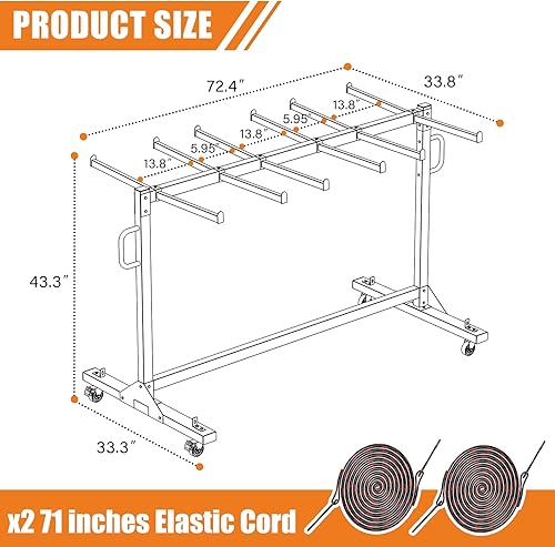 Miniatura 7 de Albott Estante Plegable para Sillas 12 Mesas o 42 Sillas Almacenamiento Capacidad de 550 LBS Carrito Plegable para Sillas de Servicio Pesado con