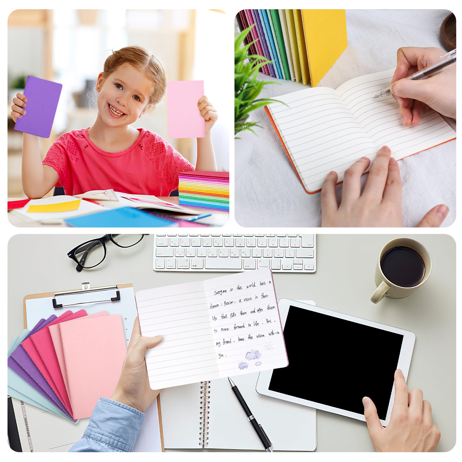 HEYPLACE 16 cuadernos de bolsillo, 3.5 x 5 pulgadas, pequeños blocs de notas con páginas a rayas, mini cuaderno para escuela, oficina, hogar, regalos de viaje