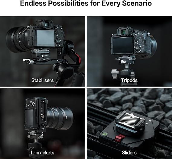 PGYTECH Quick Release Plate & Clamp V2 Arca Swiss Camera Mount Adapter | with 1/4 to 3/8 Screw Thread for Sony/Nikon/Fuji/Canon/DJI Switch Between Tripod/Monopod/Slider/Stabilizer